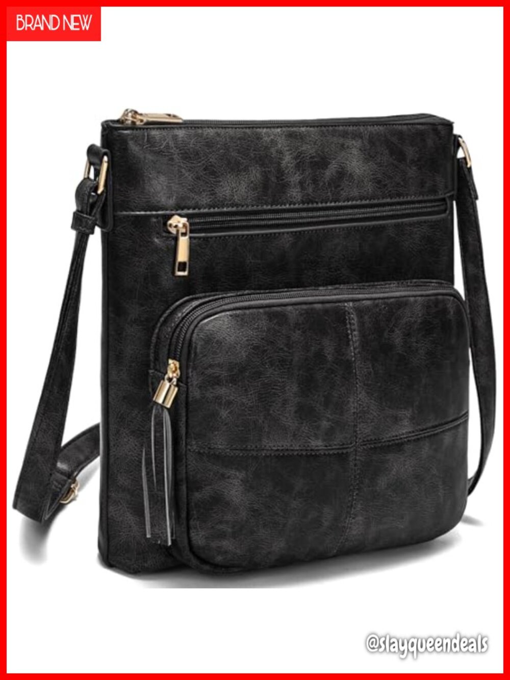 Vintage PU Leather Crossbody Bag Zip Medium Purse